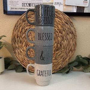 Stackable Gray Mugs Set
